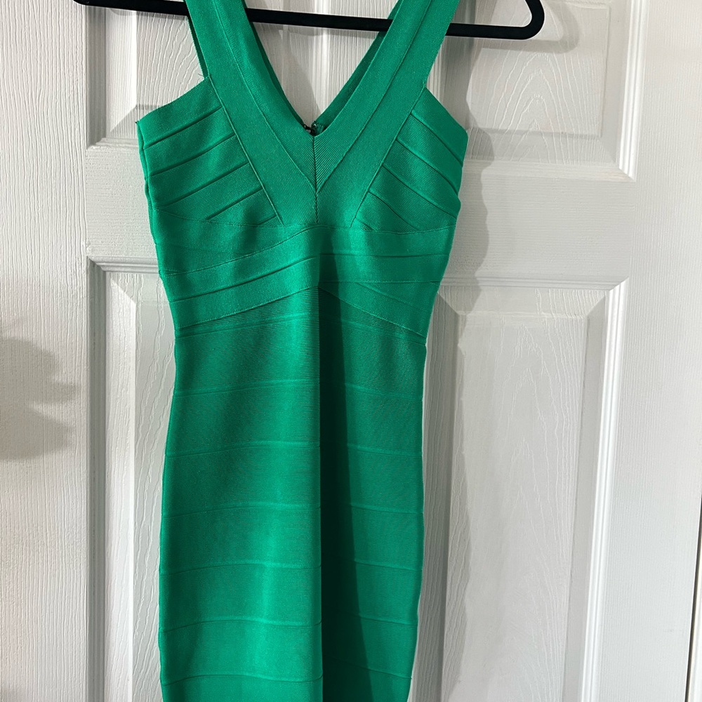 bebe Vibrant Green Bandage Mini Dress